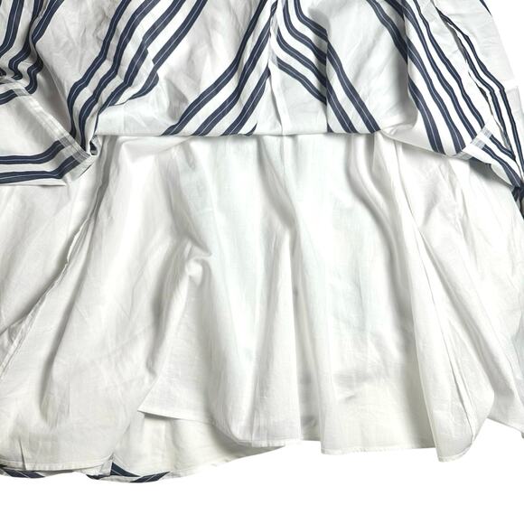 Hill House | Women | The Margot Navy Chevron Stripe Poplin Midi Dress | Sz Large - Picture 12 of 15